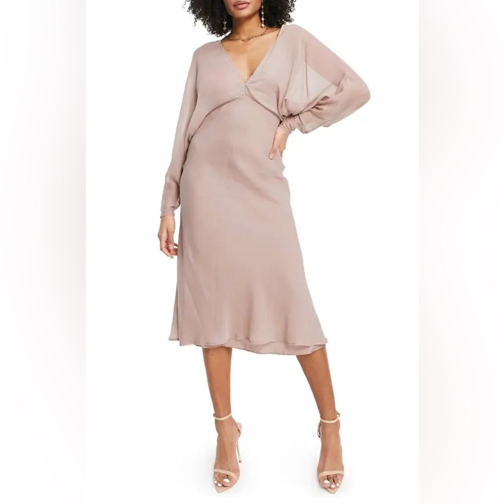 ASOS Design Soft Batwing Midi Dress in Dusty Mauve
